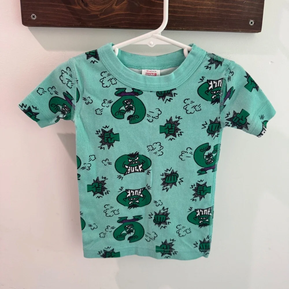 Hanna Andersson Marvel Hulk Organic Cotton Short Pajama Set Teal Kids 3T 90cm